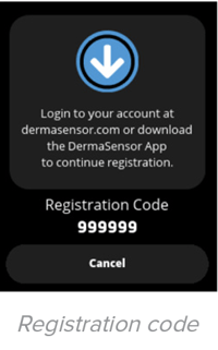 Screenshot of mock registration code to login to device